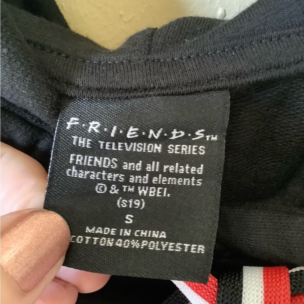 Vintage Friends Black Cropped Hoodie Shirt - Picture 7 of 7